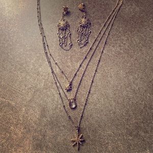 Starburst earrings and necklace set